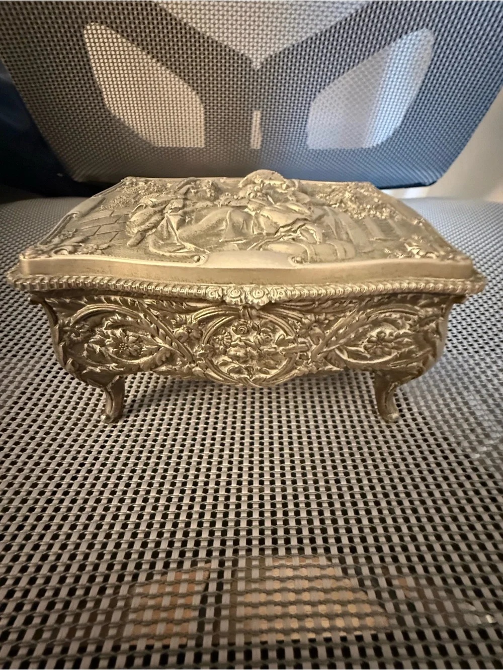 Silver Decorative Metal Trinket Box - Silver Color